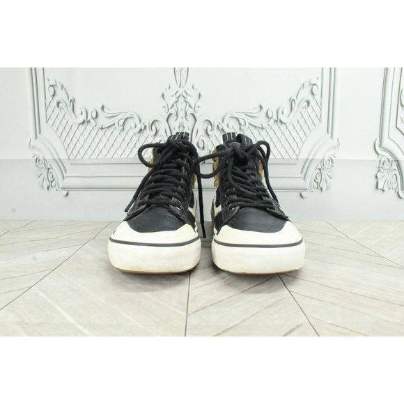 Vans Old Skool Black Leather Lace Up High Top Sneaker Shoes Size 7 - Picture 4 of 8